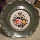 BEAUTIFUL W. GERMAN SILVER COLORED PLATE WITH ROSE TILE IN SIDE..KOZIOL CO