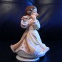 BEIGE GOEBEL WEIHNACHT BRUNETTE  ANGEL PLAYING FLUTE MUSIC BOX " O DU FROHLICHE"