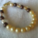 Gold and Brown glass pearl bracelet