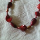 Jesse James red with black and gold glass beaded necklace