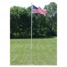 20 FT. ALUMINUM  WHITE OUTDOOR FLAGPOLE KIT PLUS (1) 3'X5' U.S. FLAG & (2) U.S. ANTENNA FLAGS