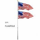 25ft Aluminum Flagpole Kit With (2) 3'x5' U.S. Outdoor American Flags & (4) U.S. Antenna Car Flags