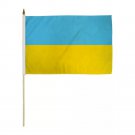 12"x18" inch Stick Flag of Ukraine Ukrainian Flag (24INCH WOODEN STAFF)