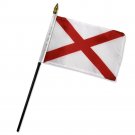 Alabama State Flag 4"x6" Inch Desk Table Stick (sewn edges)