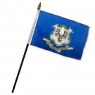 Connecticut State Stick Flag 4"x6" Desk Table Stick