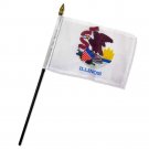 Illinois State Stick Flag 4"x6" Desk Table  (sewn edges)