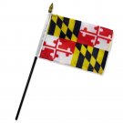 Maryland State Stick Flag 4"x6" Desk Table Stick (sewn edges)