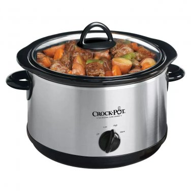 Crock-Pot 4.5 qt Slow Cooker Silver: Ceramic, Glass, Stainless Steel, 3 Settings