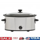 6 Qt Slow Cooker Stainless Steel Glass Lid 3 Settings Removable Stoneware New 6 Qt Slow Cooker Stainless Steel Glass Lid 3 Settings Removable Stoneware New