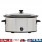 6 Qt Slow Cooker Stainless Steel Glass Lid 3 Settings Removable Stoneware New