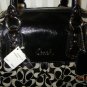 Coach Ashley F15440 Sateen/Leather Large! Satchel Black white/Black