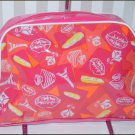 LANCOME PARIS HOT PINK PATENT Cosmetics Bag/White Trim NEW