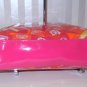 LANCOME PARIS HOT PINK PATENT Cosmetics Bag/White Trim NEW