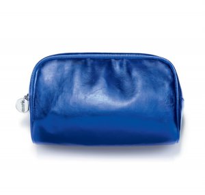 blue makeup bag