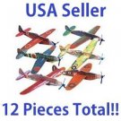 LOT of TWELVE Flying Foam Airplane Gliders 12 Assorted Planes Models WW2 Party !