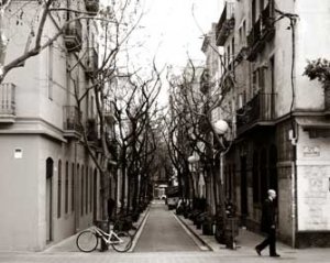 Barcelona Spain street in Eixample area