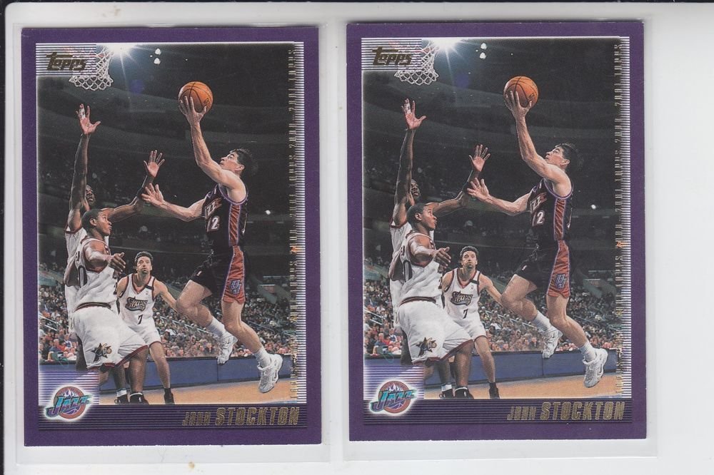 John Stockton Basketball Card Lot of (2) 2000-01 Topps #80 Jazz