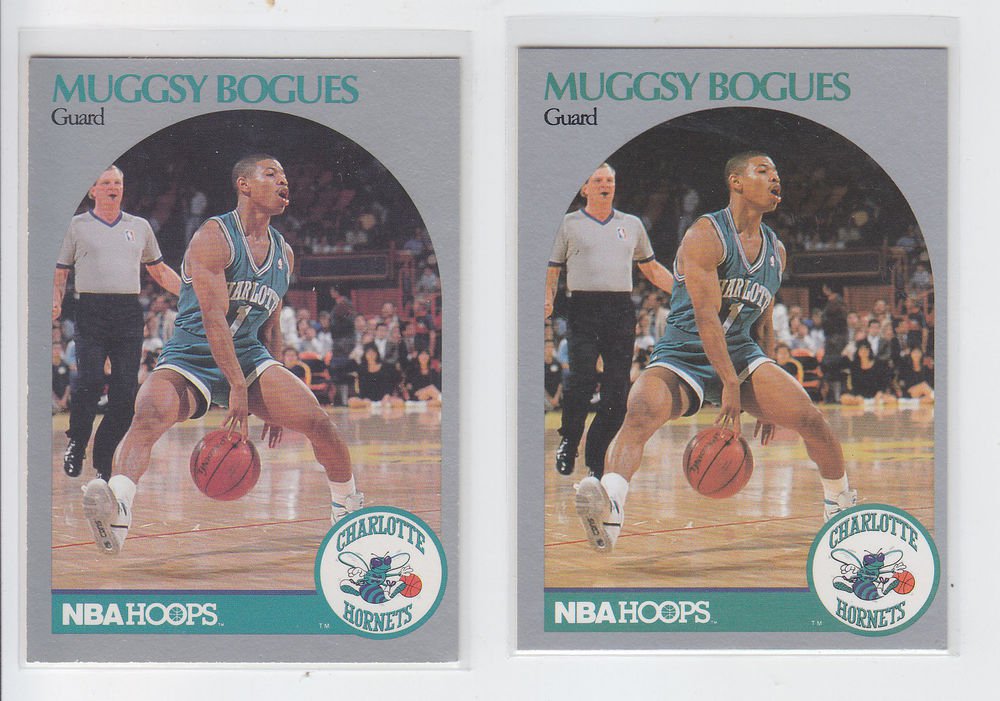 Muggsy Bogues Trading Card Lot of (2) 1990-91 Hoops #50 Hornets NMMT