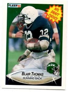 Blair Thomas RC Trading Card Single 1990 Fleer #370 Jets