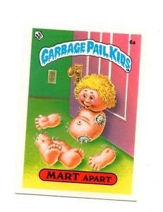 Mart Apart License Back Sticker Card 1985 Topps Garbage Pail Kids UK Mini #6a