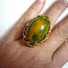 Rare Find! Vintage Pauline Rader Costume Collectible Bold 'Stone' Goldtone Ring