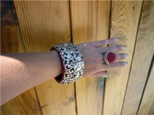 OMG Got to have it!! Masha Archer Sterling Copal Resin Huge Bangle Bracelet