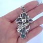 Men's Rare Retired Ed Hardy Gemstone Sterling Silver Cross Pendant Goth Biker