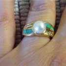 Australian Opal Pearl Diamond 14k Designer ring--Mother's Day is soon!