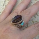 Vintage Cast Sterling Fire Agate Turquoise Southwest Tribal Claw Ring