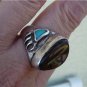 Vintage Cast Sterling Fire Agate Turquoise Southwest Tribal Claw Ring