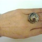 Big Bold Unique Designer Signed  Modernist Hammered Dome Sterling Ring
