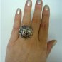 Big Bold Unique Designer Signed  Modernist Hammered Dome Sterling Ring