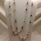 40" Genuine Gemstone Antique Bronze Long Necklace