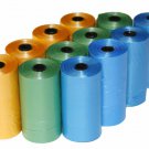 3000 DOG PET WASTE POOP BAGS 150 REFILL YELLOW GREEN BLUE ROLLS WITH CORE