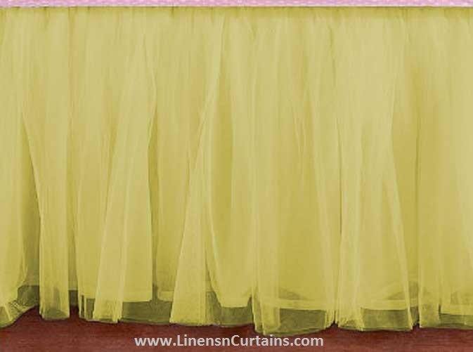 Queen Size YELLOW Tulle Ruffled Bed Skirt in any drop