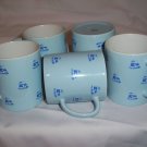 Vintage  GHC Japan Coffee Mug Cup Light Blue Lighthouses Pattern  x 5
