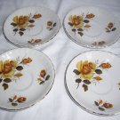 Brexton England Vintage fine china yellow rose saucer plates set 8107 gold trim
