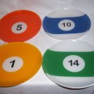 4 Glass Billiard Ball Salad plates Pool Table plates Lunch Dessert Snack Plates 4 Glass Billiard Ball Salad plates Pool Table plates Lunch Dessert Snack Plates