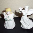 white ceramic porcelain Angel holding a dove + Midwest Angel Bell holding flower