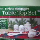 Royal Seasons Christmas Holiday 5 Piece Stoneware TABLE TOP SET Accessory Set