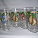 4 riekes crisa glass tumbler pears cherry plums fruit pattern excellent RARE 4 riekes crisa glass tumbler pears cherry plums fruit pattern excellent RARE