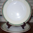 VILLEROY & BOCH 2 DINNER PLATES GREEN BAND LUXEMBOURG - 0143 greek key