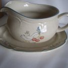 International China Stoneware Marmalade GEESE  with apples Gravy Boat Big Japan