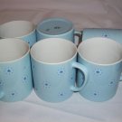 Vintage  GHC Japan Coffee Mug Cup Light Blue Ship Steering Wheel Pattern  x 6