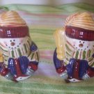 Target Home Christmas Snowman with scarf & broom Salt & Pepper Shakers ceramic Target Home Christmas Snowman with scarf & broom Salt & Pepper Shakers ceramic