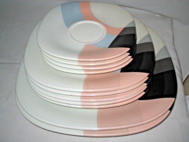 Vintage Mikasa Tempo Eighty VARIATIONS CE192 Dinner Salad Saucers 11-pc Lot