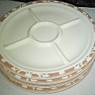 4-pc set Syracuse China Restaurant Ware Airbrushed Nutmeg Tan Edge Divided Plate
