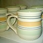 6-pc Pfaltzgraff Key Largo Coffee Cups Mugs Green Yellow Stripe Mexico Excellent