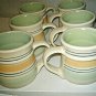6-pc Pfaltzgraff Key Largo Coffee Cups Mugs Green Yellow Stripe Mexico Excellent