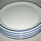 4 Dansk Bistro Christianshavn Blue Dinner plates Blue bands
